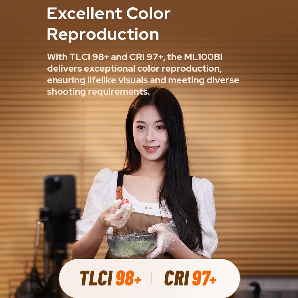 Godox ML100BI LED Portátil para Fotografía Rango de Temperatura de Color con Mango Luz de Bola 11 Luces FX Múltiples Opciones de Alimentación Versión Godox ML100 Luz,