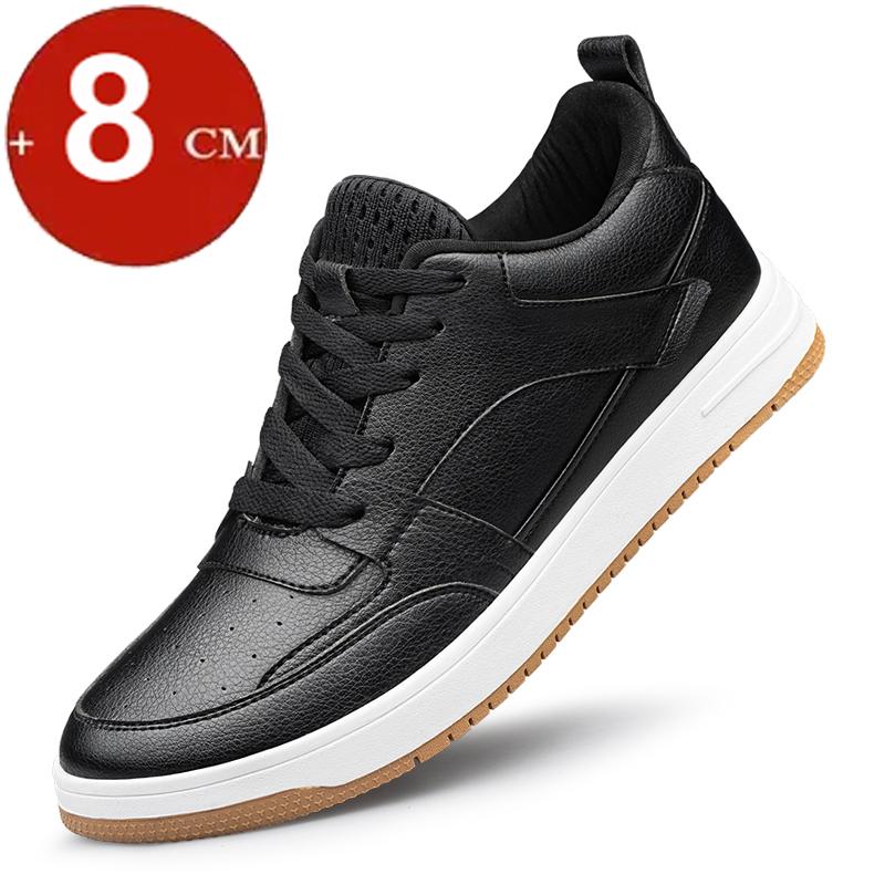 Leather 6cm 8cm Skateboard Elevator Shoes Men Casual Sneakers White Height Increasing Shoes Invisible Man Taller Lifting Flats