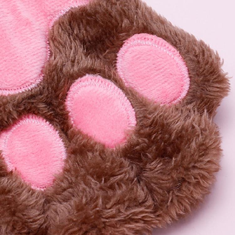 Winter Fingerless Gloves Fluffy Bear for Cat Paw Claw Half Finger Mitten Hand Wa