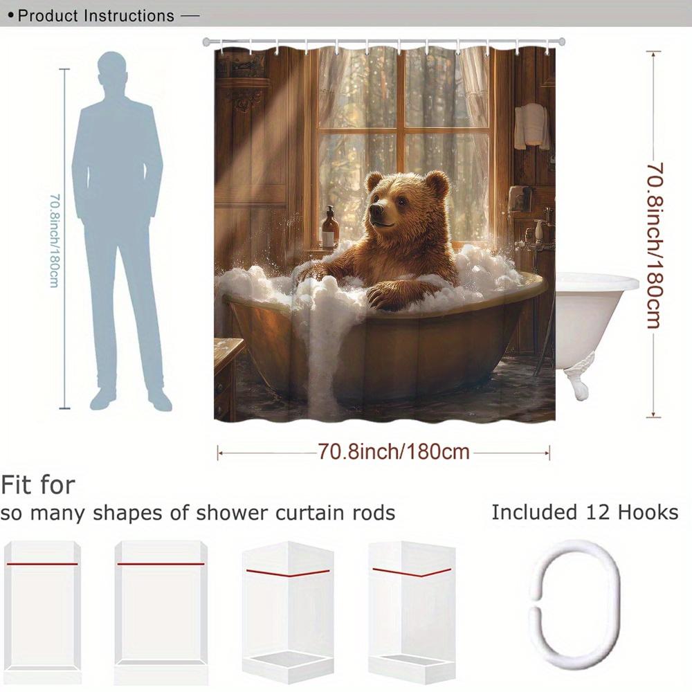 Versatile Style Shower Curtain With Hooks Easy Hang Waterproof Washable For Home Hotel Apartment Bathtub Decor