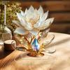 Lotus Flower Desktop Decoration - Sparkling White & Golden Design, Ideal Holiday & Birthday Gift, Office Decoration|Classic Lotus Design, Lotus Flowe