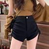 Petite High Waist Women's Summer Slimming A-line Shorts with Side Tie-Up Detail