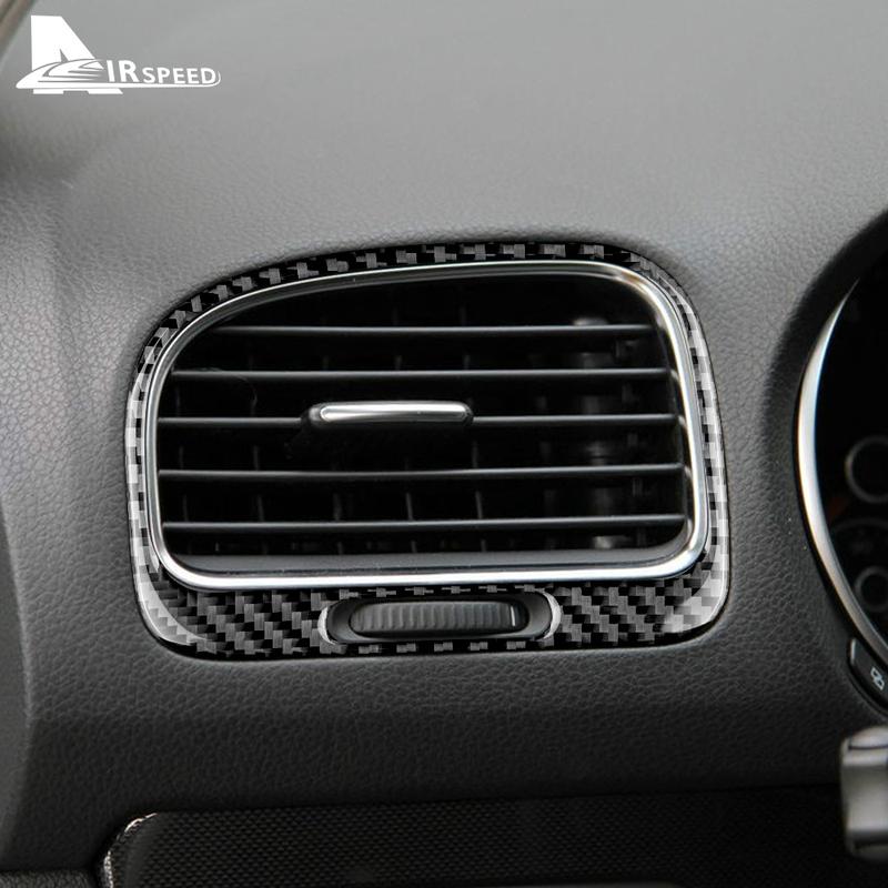 Real Soft Carbon Fiber Sticker for Volkswagen VW Golf 6 MK6 GTI R 2008-2013 Car Air Conditioner Outlet Panel Trim Accessories