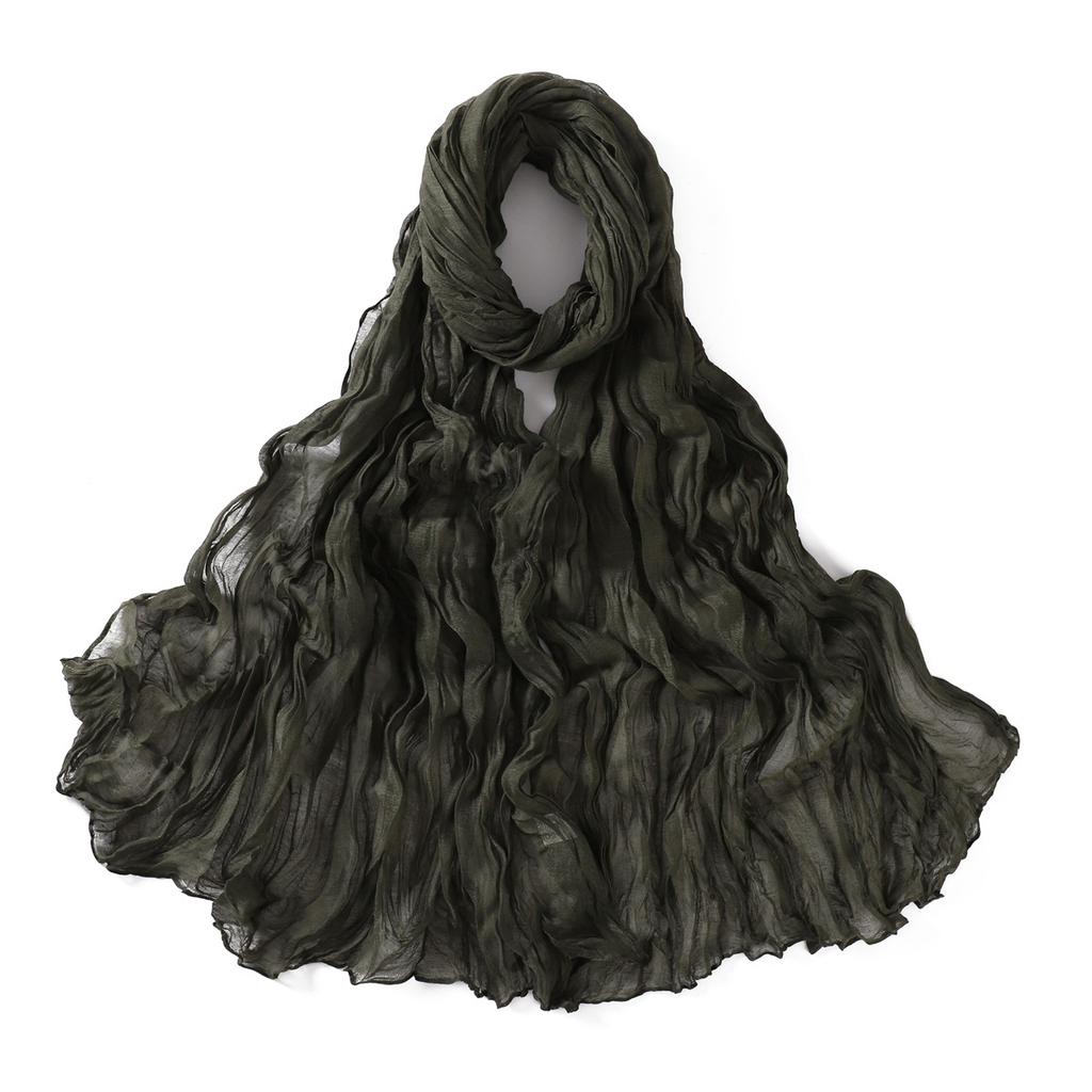 Autumn New Crumpled Scarf For Women Girls Students Solid Color Cotton Voile Thin Scarves Soft Knitting Shawl Female Wrap Shawls