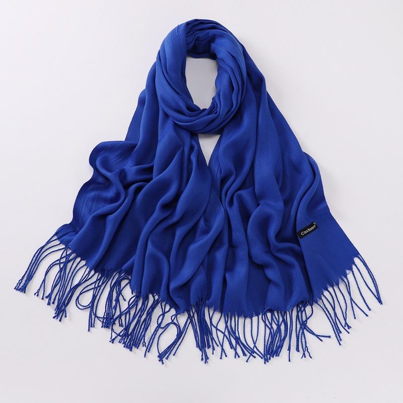 Autumn and winter various solid color imitation cashmere scarves women's monochrome thickened warm fringed shawl scarf scarf bright red scarf