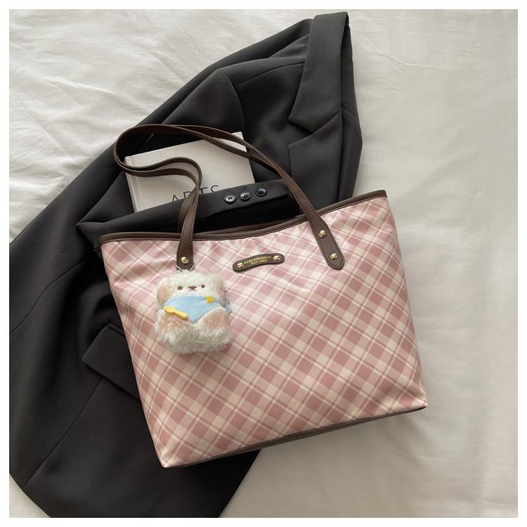 

Ctrast Color Plaid Shoulder Bags for Women Large Capacity Ladies Casual Tote Bag Simple Versatile Students Girls Handbags