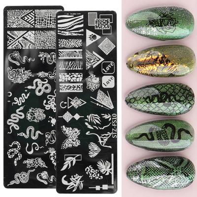 Placa de carimbo de unha Vários padrões Transparente gravado à prova de ferrugem Impressão de esmalte Flores Nail Art Stamp para menina