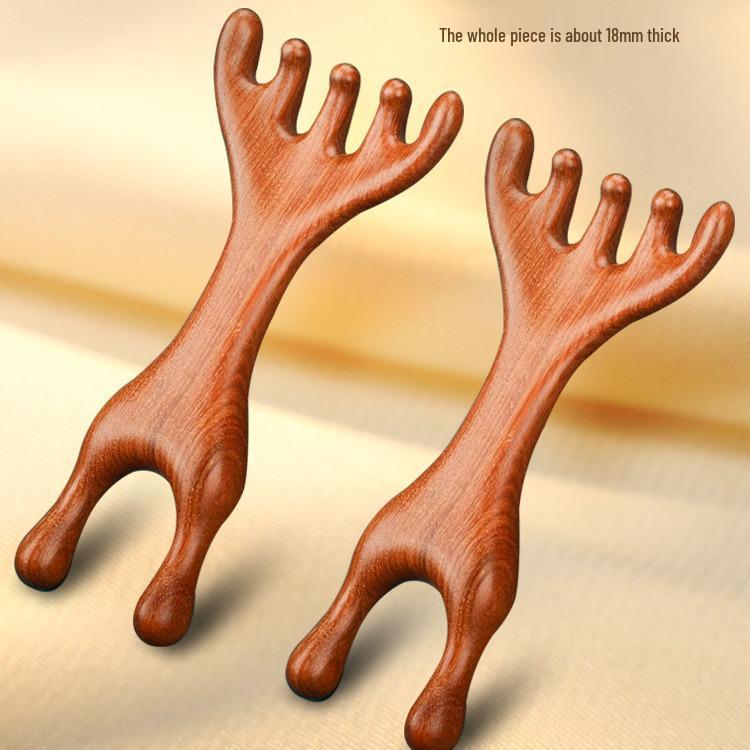 

Sandalwood Acupressure Scalp Massager Comb: Five-Claw Gua Sha Head Scratcher