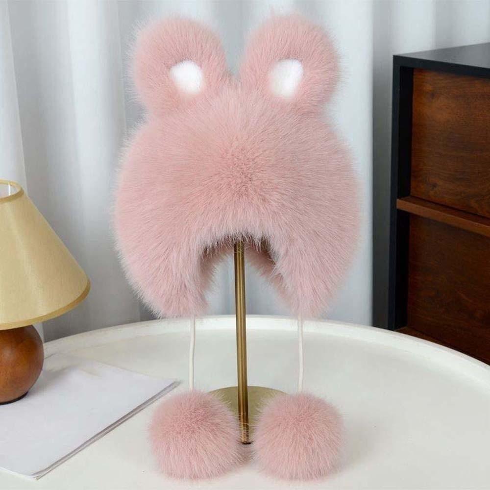 Windproof Winter Plush Hat Cartoon Ear Protection Cap Lei Feng Cap Rabbit Ear Warmer Hat Women