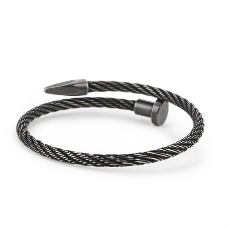 2026 New Nail Steel Wire Bracelet Bracelet, European and American Simple Personalized Metal Texture Jewelry