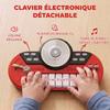 Children's Drum Kit with Stool, Electronic Keyboard, Microphone, USB, 77.5 x 40 x 76.5 cm, Red