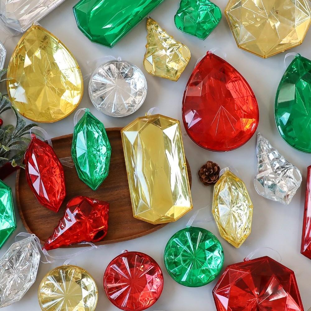 Shining Gemstone Christmas Pendants Transparent Christmas Tree Ornaments Holiday Party Supplies