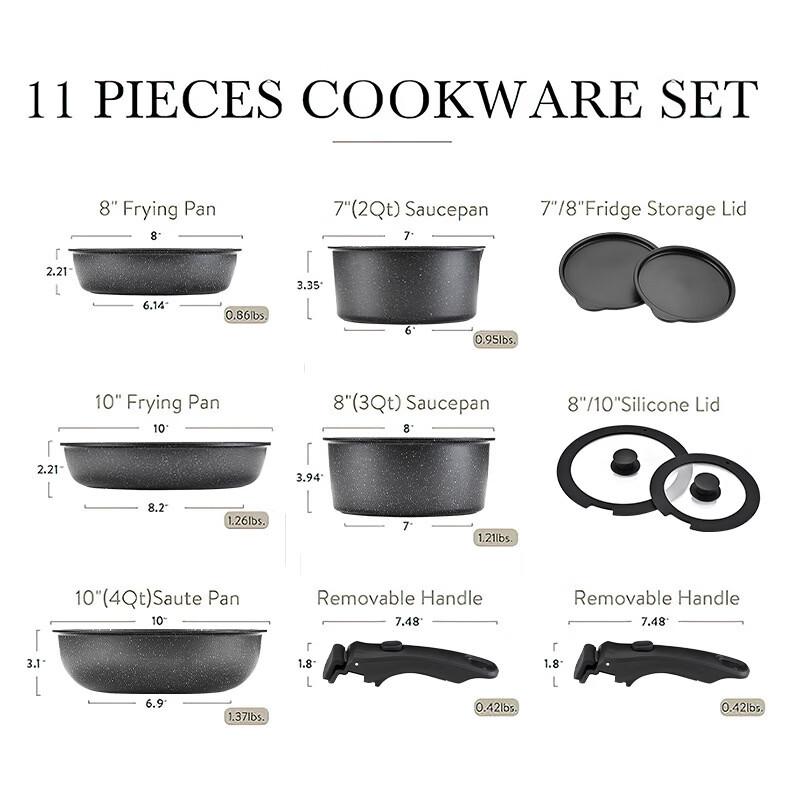 Detachable Handle Non-Stick Cookware Set