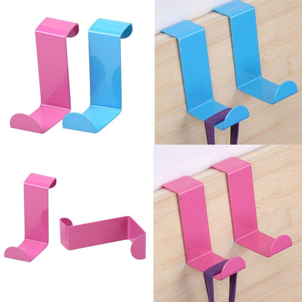 

2PCS Household Stainless Steel Z Shape Door Back Hook Storage Rack Coat Hanger Over The Door Hooks