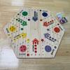 A High Quality Wooden Double Sided Board Game, Flying Chess Track Chessboard Party Game, for 4-6 Players, with 6 Colors 24 Marbles + 6 Dice