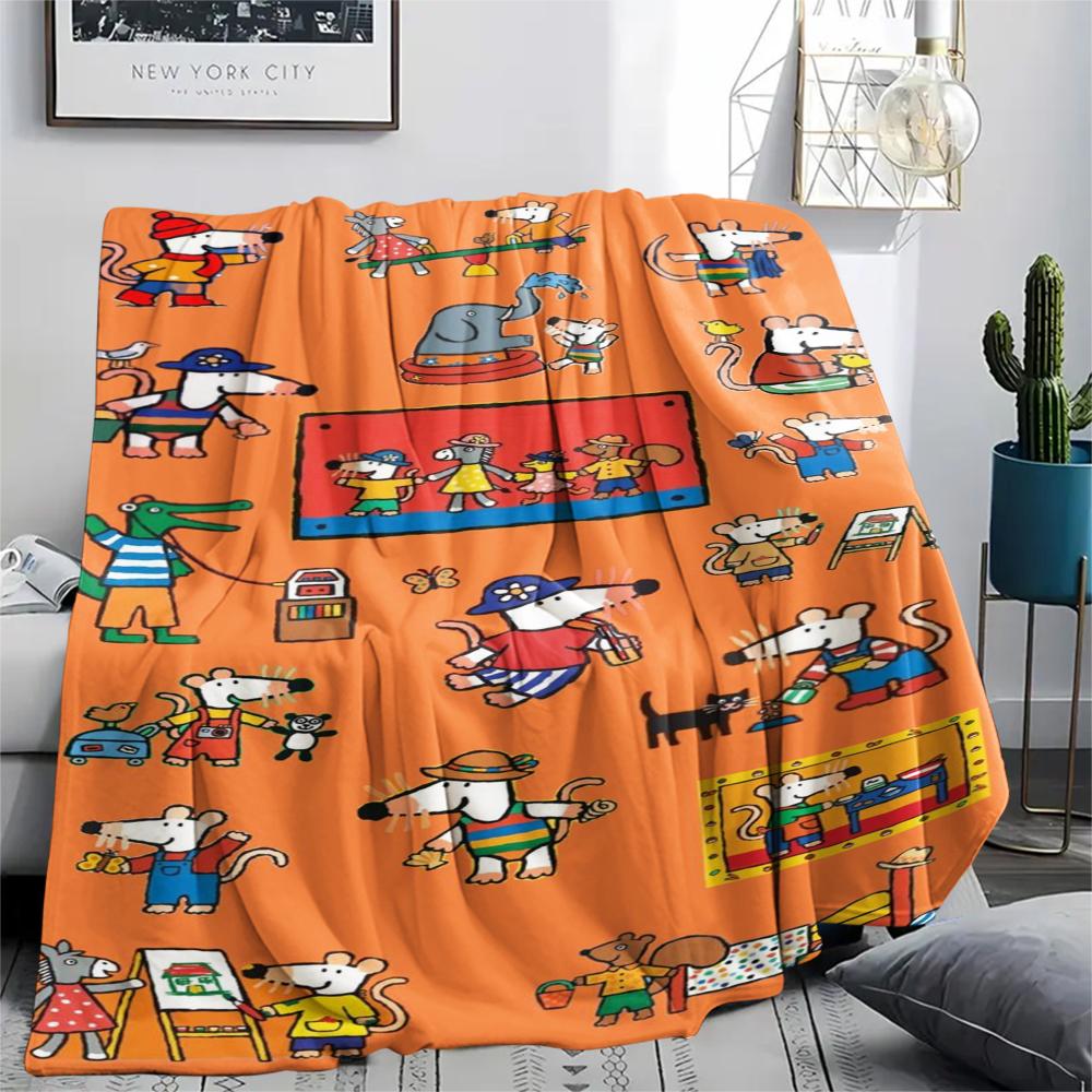 1pz Coperta in Flanella con Stampa Maisy Mouse, Alta qualità Confortevole per Tutte le Stagioni, Decorazione per la Casa, Calore e Comfort, Perfetta per Regali di Natale 81