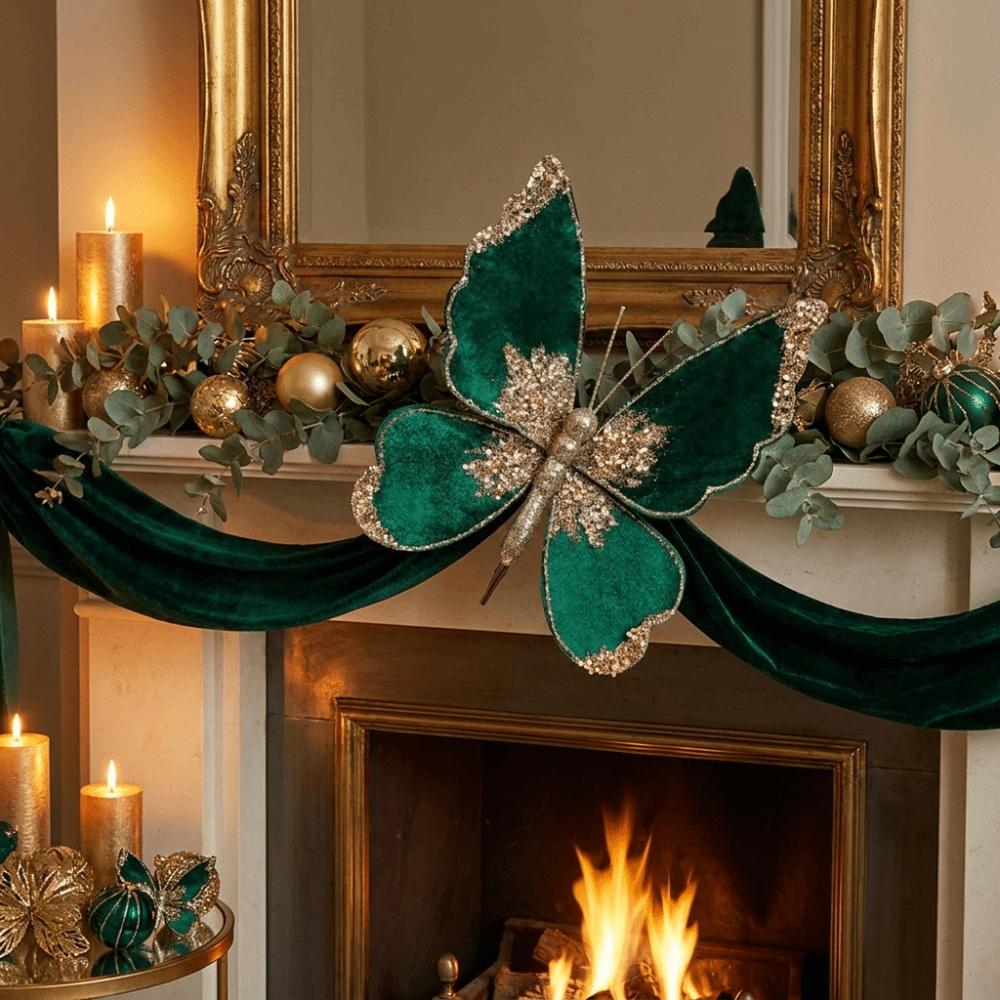 Flocking Artificial Glitter Butterfly DIY Butterfly Tree Hanging Decor Party Decor