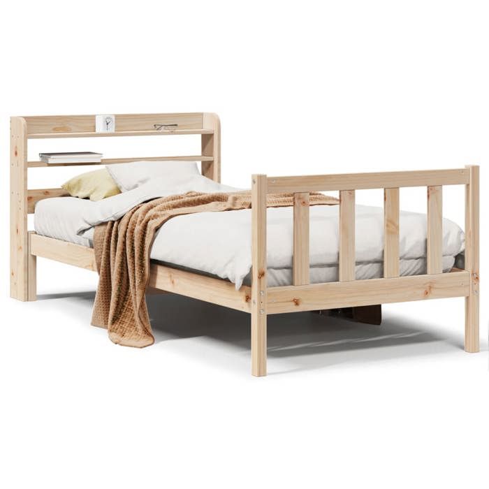 VidaXL Cadre de lit avec tête de lit 90x200 cm bois de pin massif, lit, mobilier de chambre à coucher, lit en bois, lit 3306574