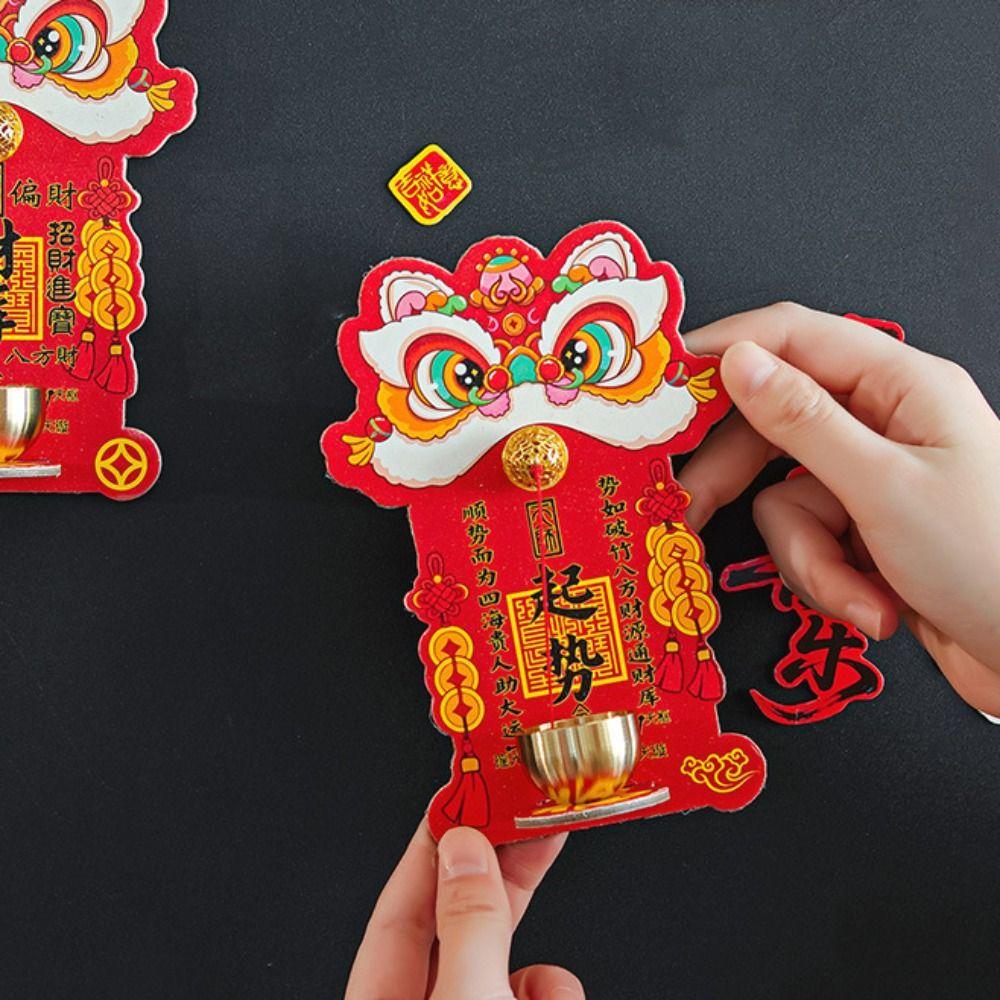 Dopamine Cartoon Lion Doorbell Magnetic Suction Chinese New Year Ornament  Home Ornament