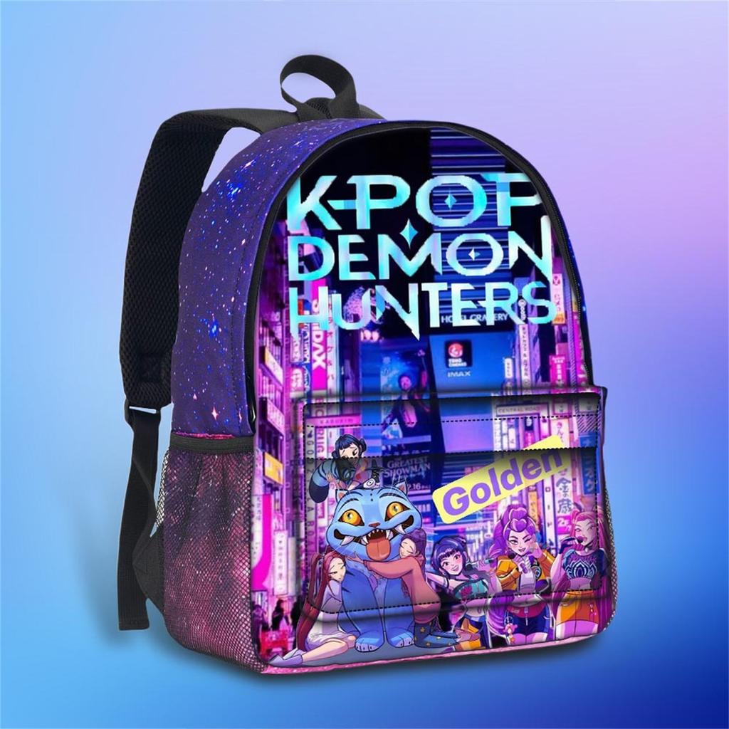 Movie Peripheral Print Backpack, School Bag Student Campus With Plush Ball Backpack