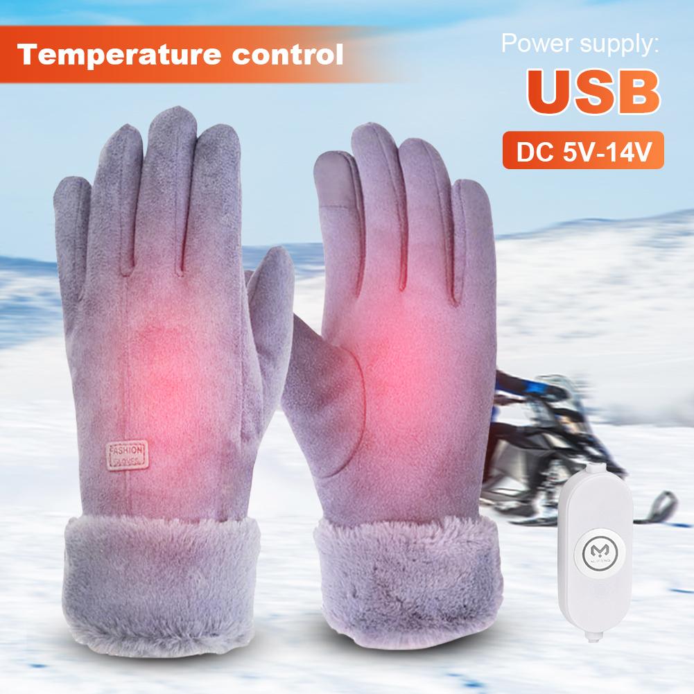 Winter Heated Gloves Waterproof Cold-Resistant USB Electric Heating Gloves 3 Gear Adjustment Winter Hand Warmer Thermal Gloves