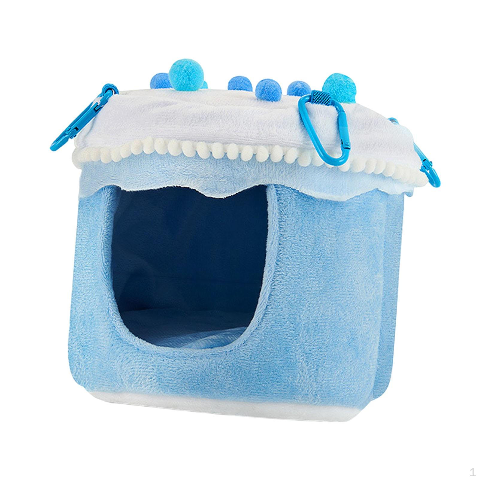 

Heated Hanging Nest Hammock House Fleece Sponge Cold Resistant Suitable for Parrots, Budgies, Medium Blue