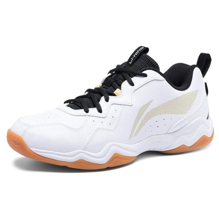 Li Ning CS6 Synthetic Leather Slip Resistant Abrasion Resistant Breathable Low Top Badminton Shoes Unisex White AYTS055-1