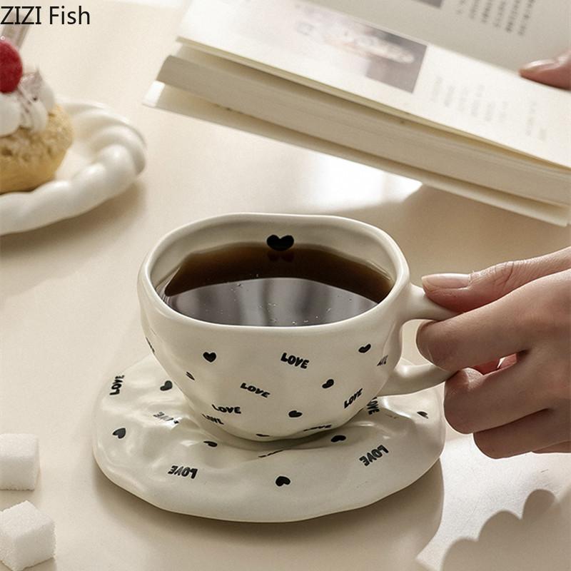 Leichte Luxus-Wassertasse Büro Keramiktasse Teetasse Nachmittagstee Latte Kaffeetasse Kreatives Zuhause Frühstück Milchtasse Trinkset