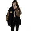 Womens Oversized Baseball Jacket Warm Loose Hoodie Cardigan Casual Streetwear With Embroidered Patch