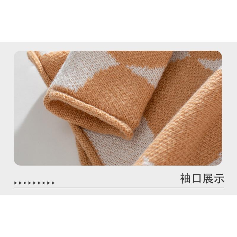 Women S Crew Neck Pullover Knit Sweater Geometric Pattern Basic Wear