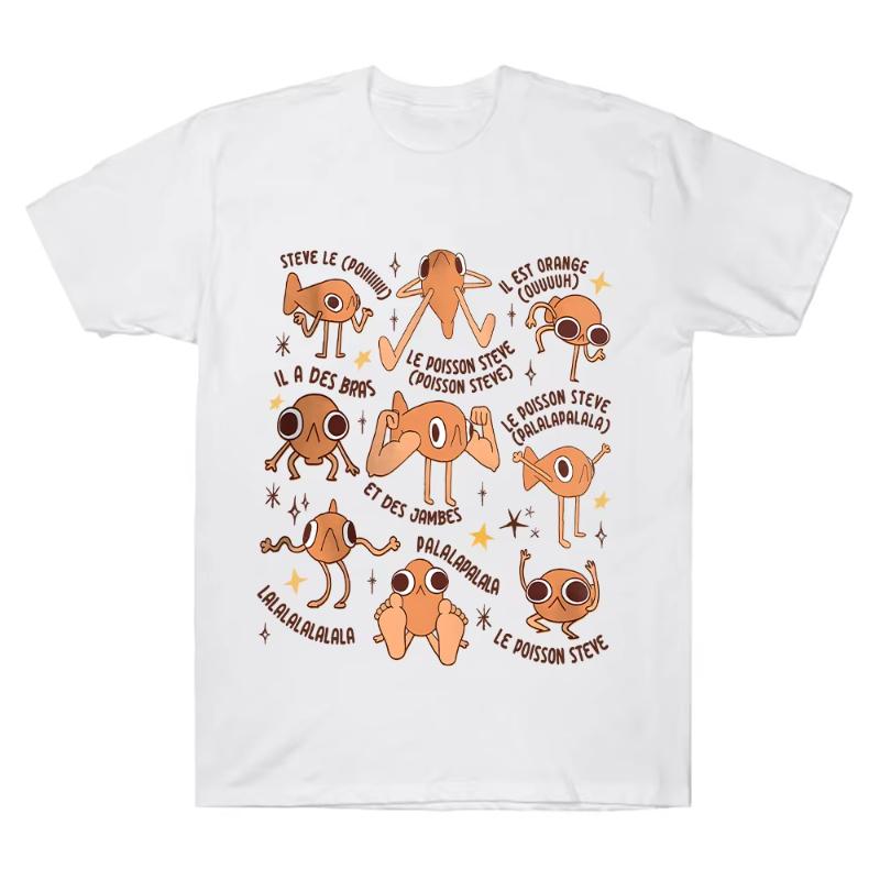 

Le Poisson Steve Funny Fish Memes Tshirts Cotton Casual TShirt Summer Crewneck Breathable Tees Trends Women Unisex Casual Tshirts S