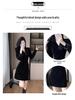 Gold Velvet Rhinestone Waist-Slimming Dress for Women