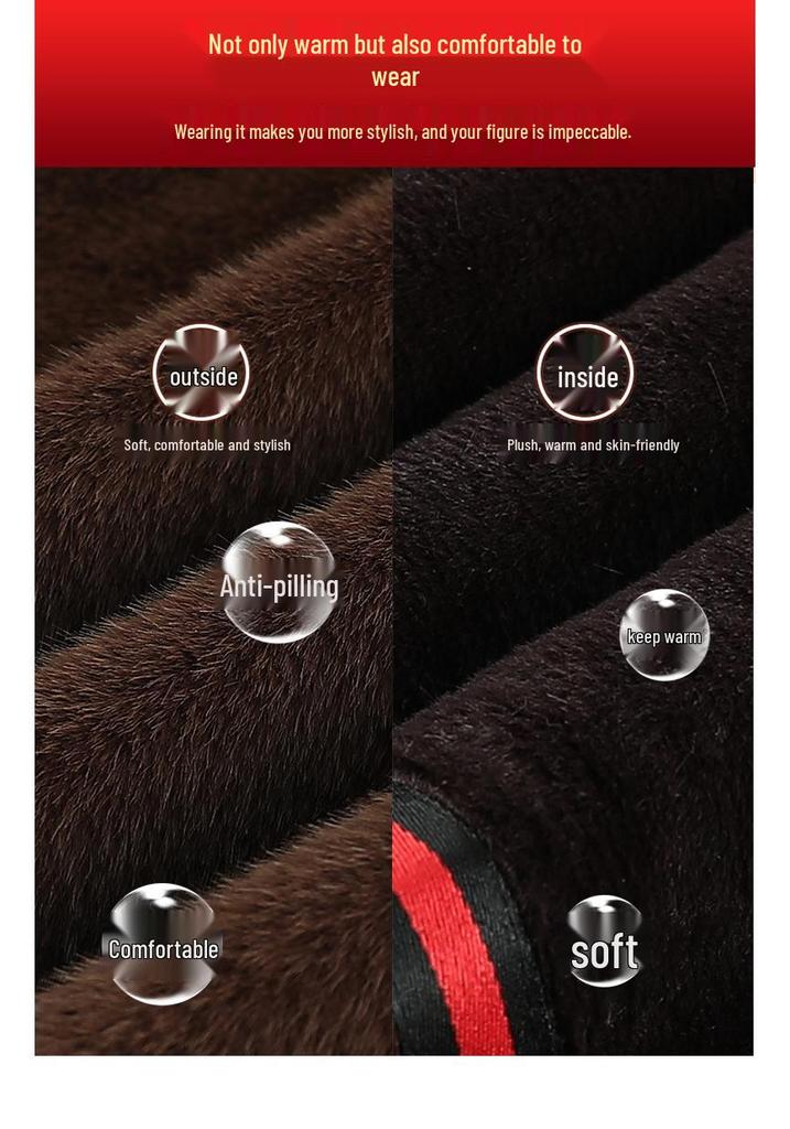 Plus Velvet Thickened Woolen Coat with Fur Collar for Middle-Aged and Elderly - Grandma Style