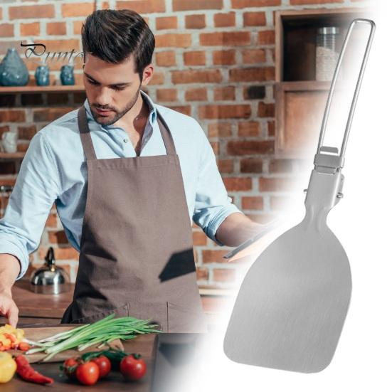 Outdoor Cooking Utensil Stainless Steel Camping Heat-Resistant Non-stick Foldable Handle Portable Turner BBQ Spatula Colander Spoon Durable
