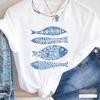 T-shirt z nadrukiem ryb: Boho Koszula na Wakacje na Plaży