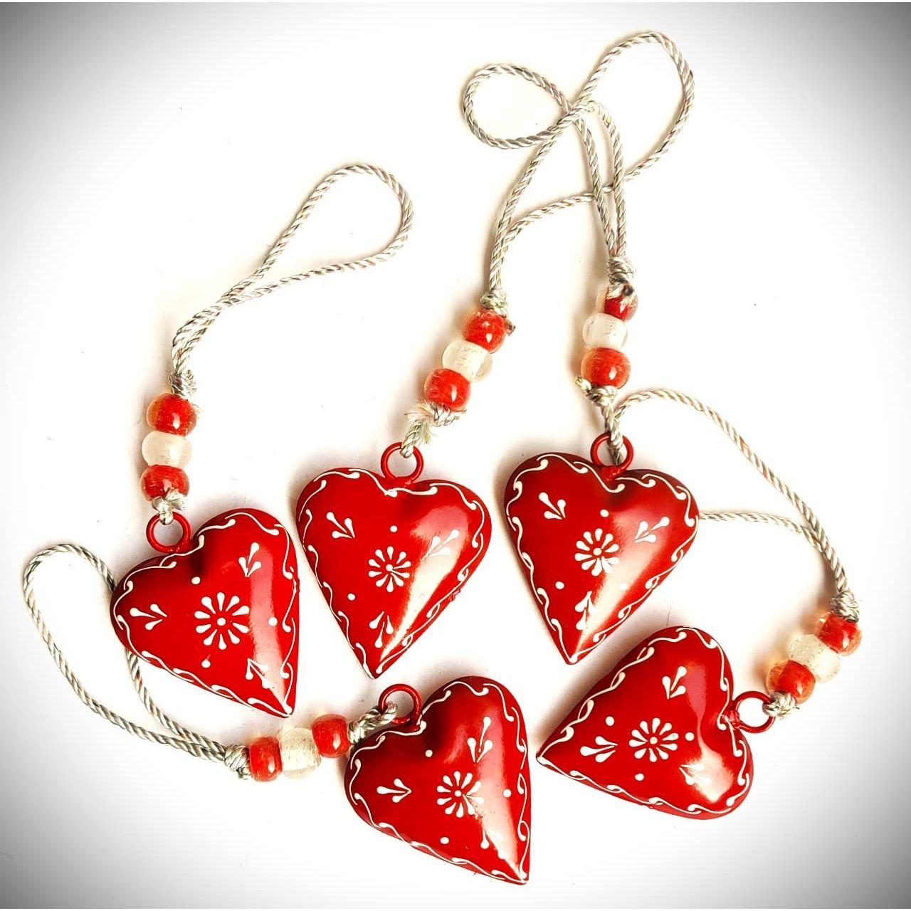 

Set of 5 Christmas Beautiful Heart Decorative Bells for Christmas Ornaments Xmas Tree Hangings Ornaments for Decoration Items for Home Decoration