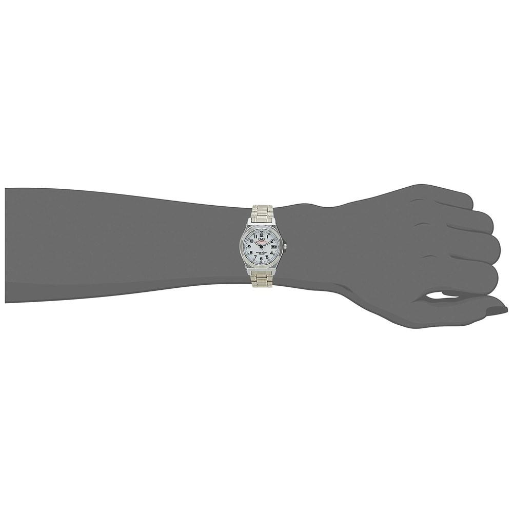 Citizen Q&Q Analog Solar Watch H061-204 Waterproof Date Display Metal Band White Dial Ladies Silver