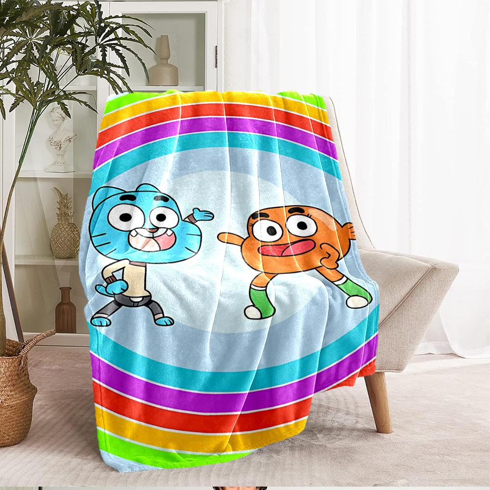 The Amazing World of Gumball Theme Printed Blanket - Perfect for Couch, Bed, Travel & Outdoor Use | Machine Washable, Cozy & Durable.