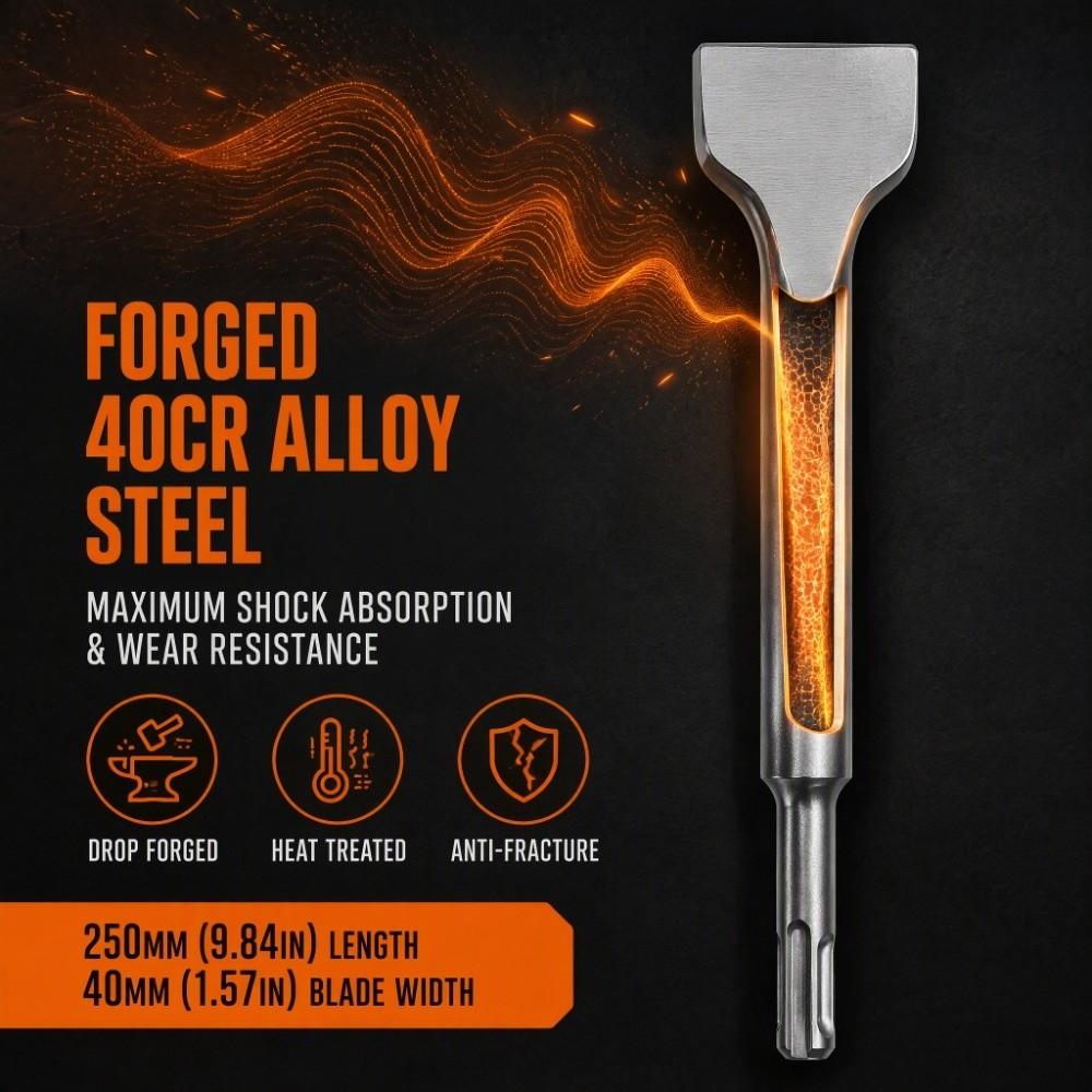 4pcs Round Shank Chisel Bit Set SDS Plus Shank Electric Hammer Bit  For Concrete Structure