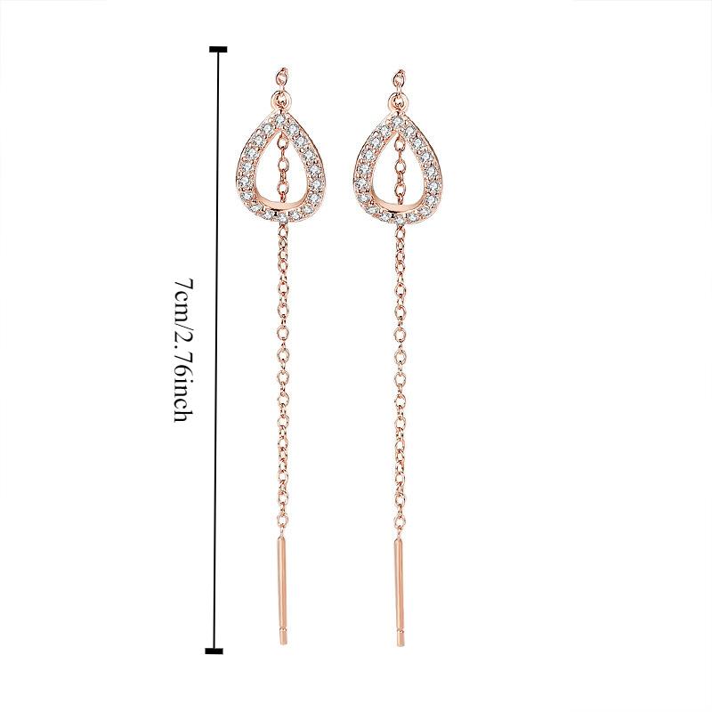 Simple Water Drop Tassel Long Ear Wire Female Temperament Personality Versatile Fashion Show Face Thin Earrings