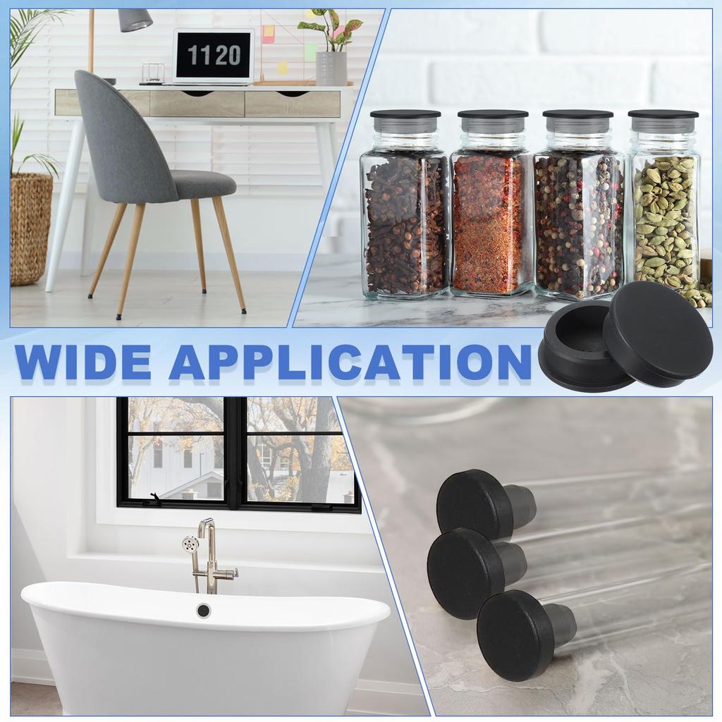 uxcell 6-Piece T-Shaped Silicone Plugs, 52mm2.05" Diameter, Elastic Waterproof Silicone Plugs, Reusable Bottle Stopper Sealing Round Hole Plugs, Black