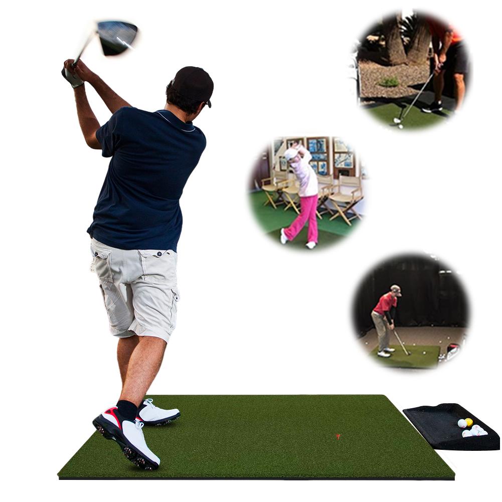 Universal Dual-Turf Golf Mat 5 X 5 FT Shock Absorption Golf Training Swing Mat for Indoor & Outdoor Golf Training Swing Chipping