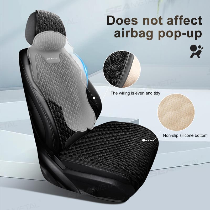 SEAMETAL Car Seat Covers Linen Fabric Auto Seats Cushion Protector Universal for 5-seats Vehicle Front Rear Seat Mats Accessory
