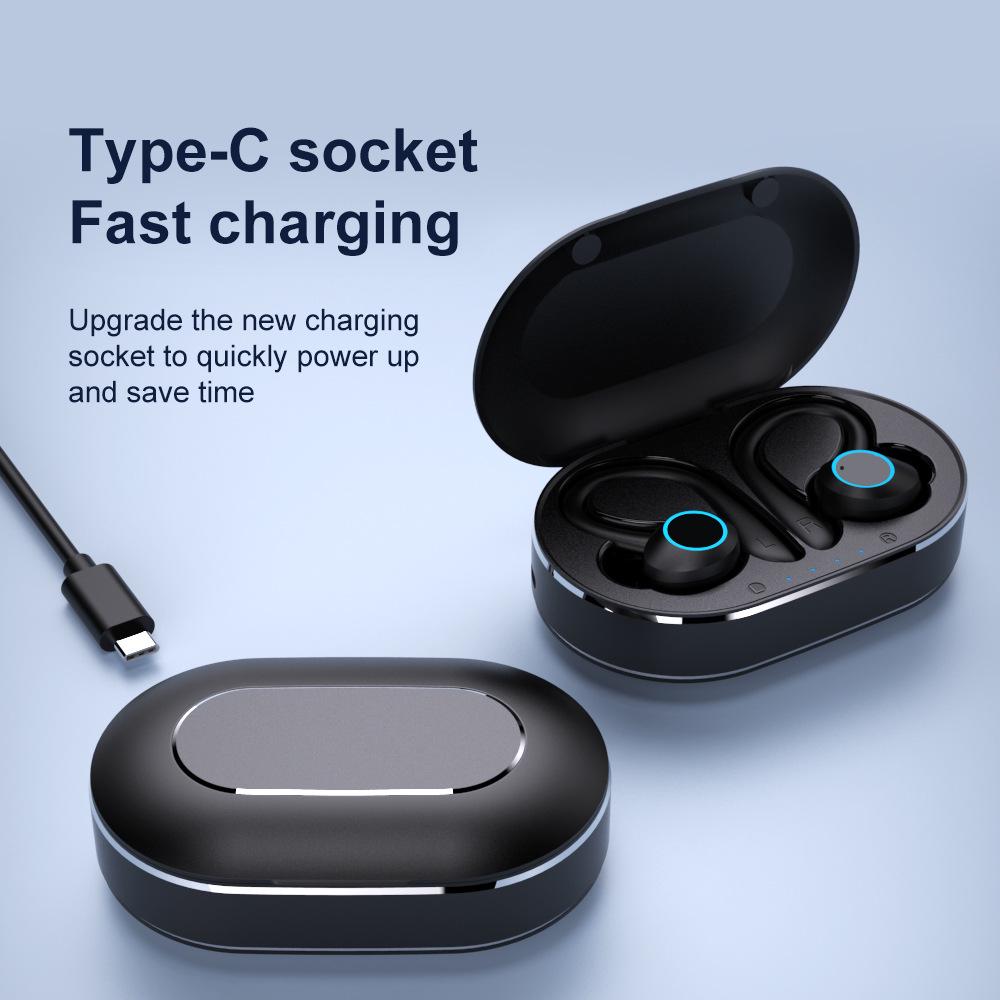 אוזניות ספורט אלחוטיות בלוטות' נוחות במיוחד עם ביטול רעשים, עיצוב וו לאוזן וחיי סוללה ארוכים