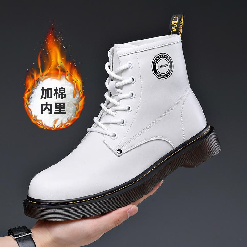 Fashion Autumn Winter Genuine Leather Platform Boots for Men Fashion Casual New Designer Add Fleece Warm TPR Male Ankle Boots Shoes