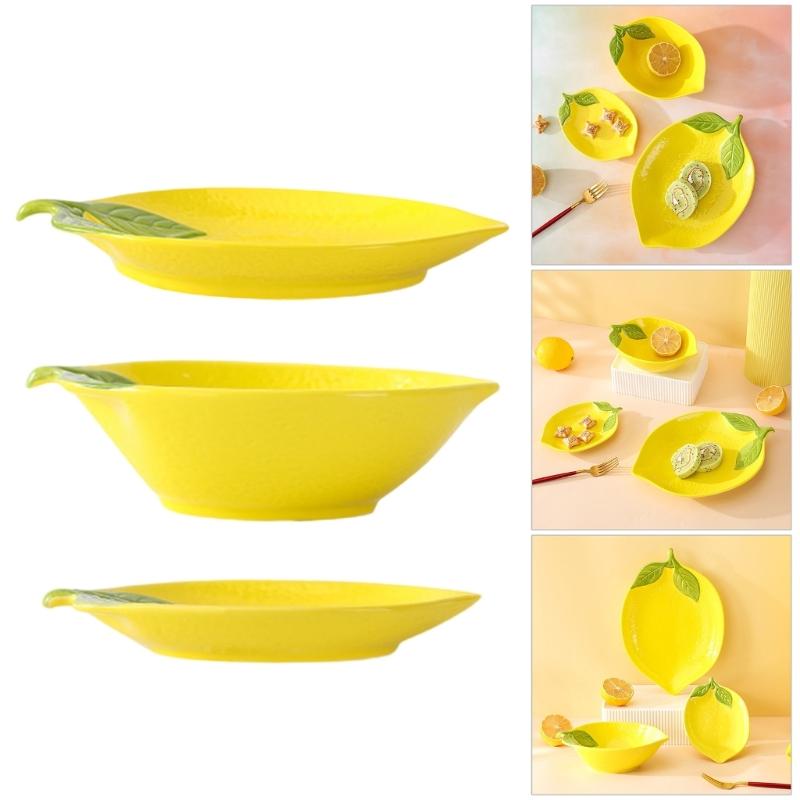 Piccola Ciotola da Immersione con Motivo di Limoni in Ceramica Piatto da Portata per Dessert Insalata Stoviglie Sicura Uso Quotidiano Regalo per Festa di Compleanno