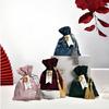 Sac à cordon en velours avec pompon Boîte à bonbons en velours Sacs cadeaux Poches de rangement pour bonbons Organisateur de bijoux pour mariage Anniversaire