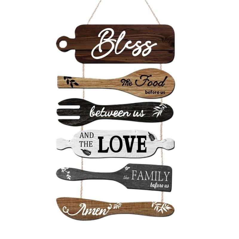Rustic Wooden Wall Plaque for Kitchen, Farmhouse Style Hanging Sign with Inspirational Quote, Customizable Housewarming Gift