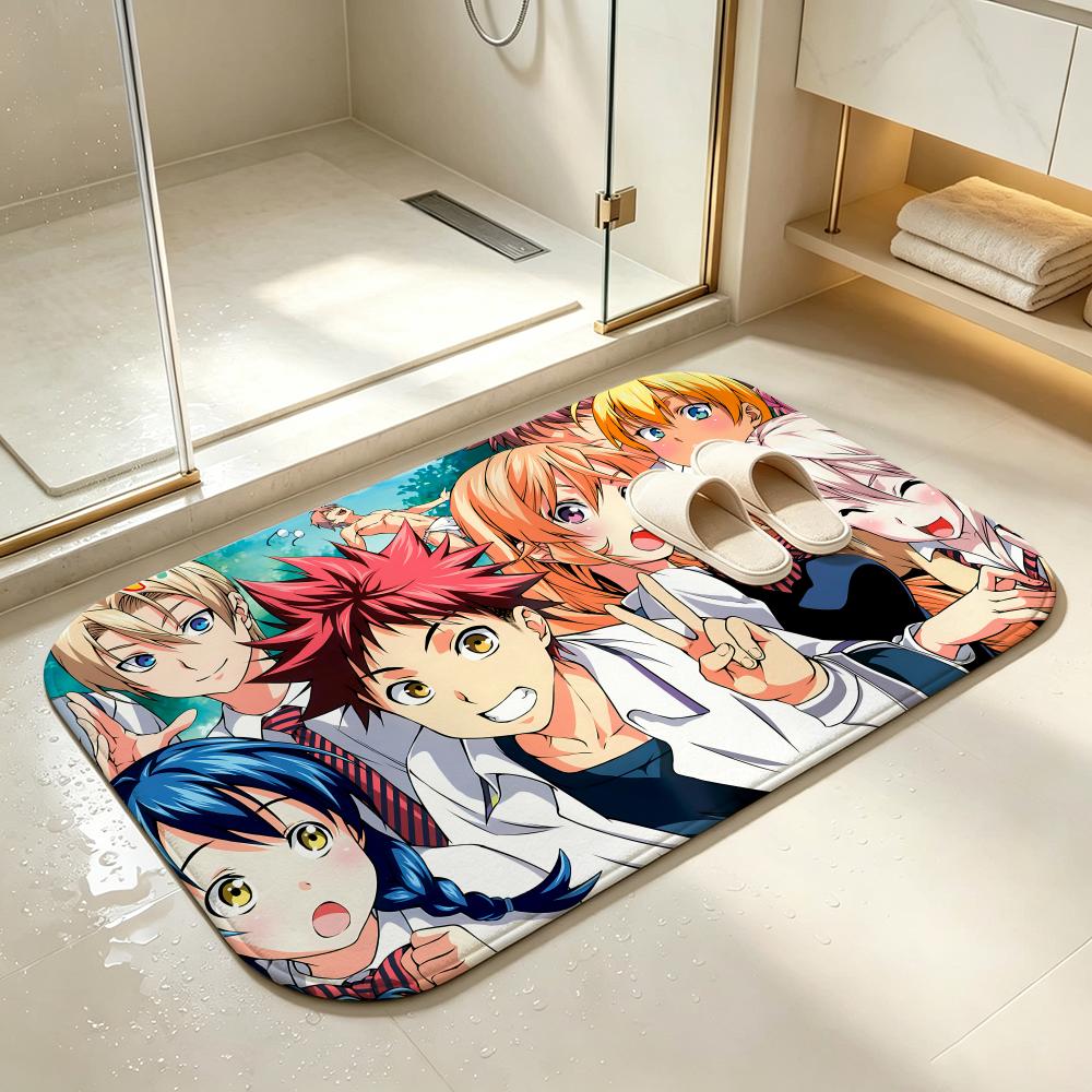 Food Wars! Shokugeki no SomaS Floor Mat Bedroom Carpet, Bathroom Foot Mat, Doormat, Non-Slip Absorbent Multi-Use