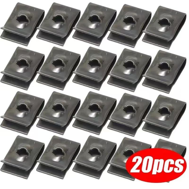 50/20/10Pcs Car Motorcycle Scooter Moped Cover Metal Retainer U-Type Clips ArmyGreen Self-tapping Bumper Fastener Anti-rust Clip